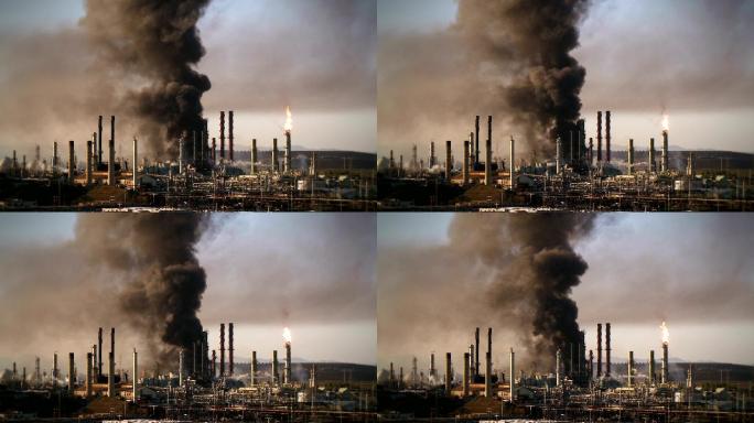 炼油厂火灾工业污染废气排放碳排放
