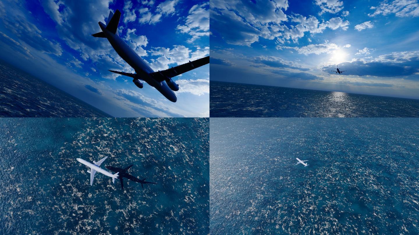 航空公司客机飞越海平面