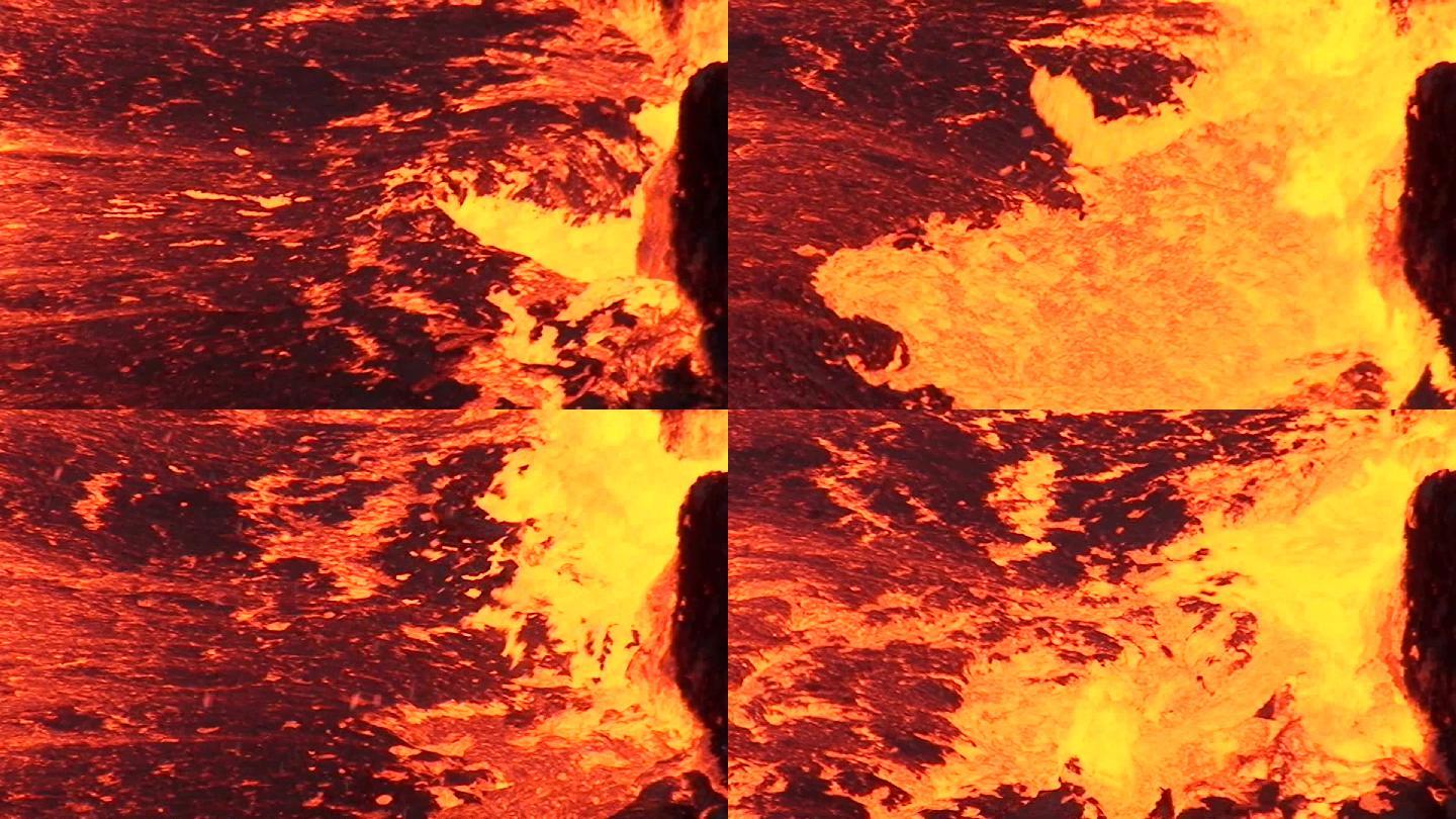 夏威夷火山口的熔岩
