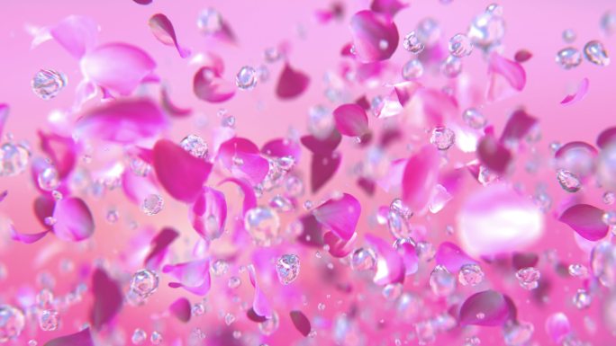玫瑰花瓣水花水晶视频素材清澈水滴