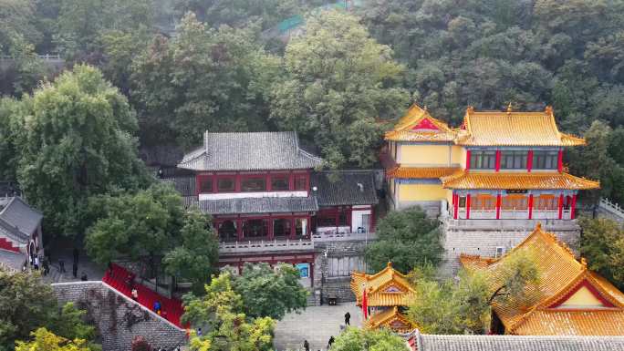 航拍山东济南千佛山风景区庙宇寺庙寺院