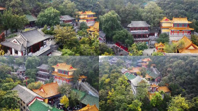 航拍山东济南千佛山风景区庙宇寺庙寺院