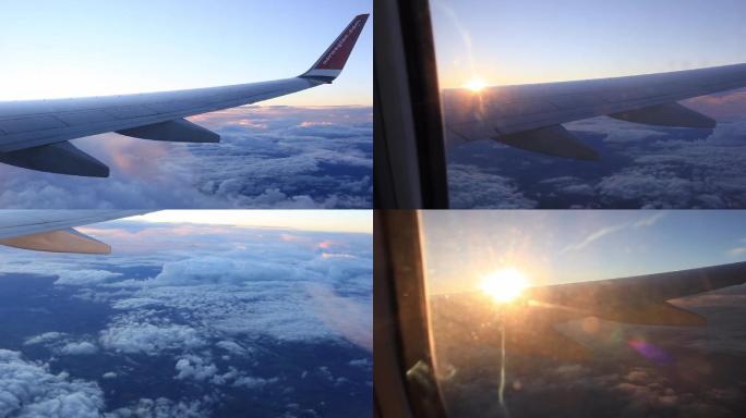 挪威航空透过飞机窗口欣赏