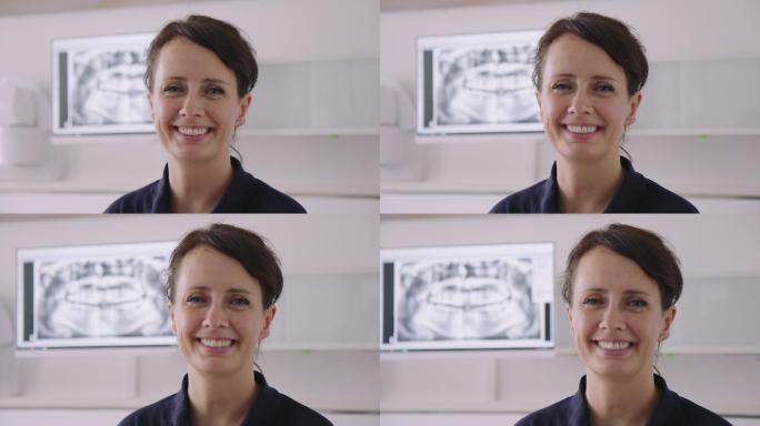 室内微笑的女人镜头前视频素材表情