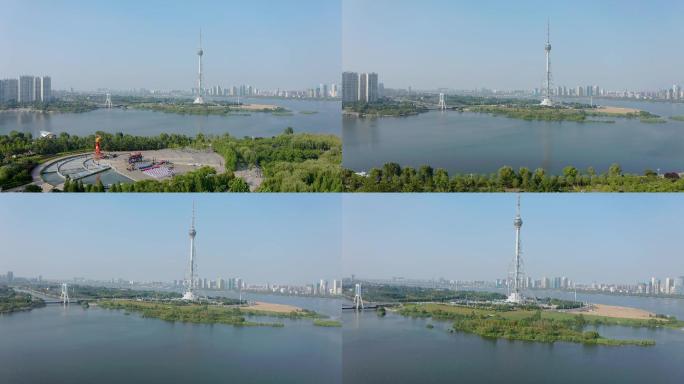 4K航拍山东省临沂市城市风景视频