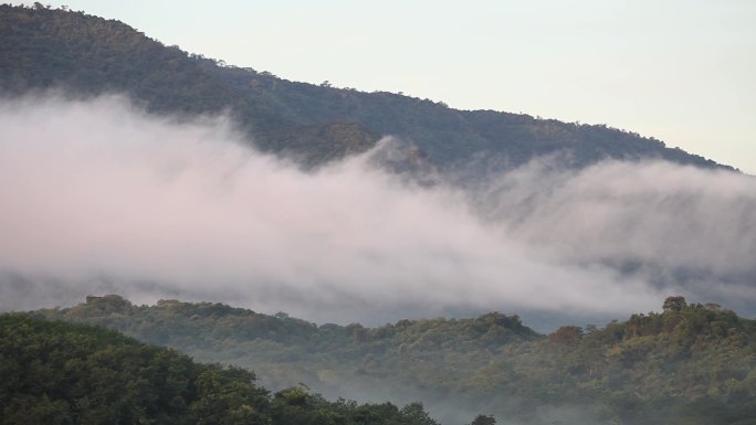 泰国考艾国家公园风景云雾缭绕山