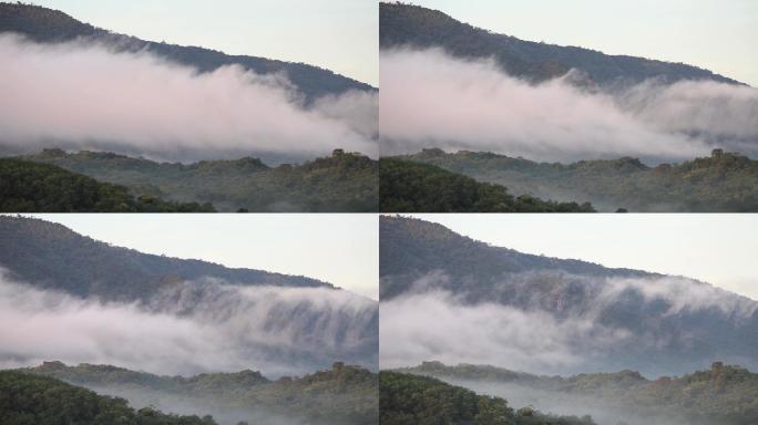 泰国考艾国家公园风景云雾缭绕山