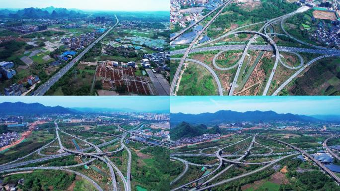 桂林绕城高速交通多镜头航拍
