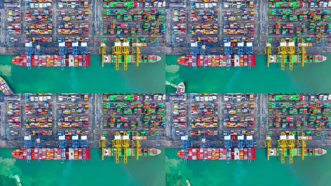 延时港口集装箱码头物流运输港口进出口集装