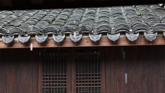 4K 60帧 古建筑屋檐下雨天 唯美空镜