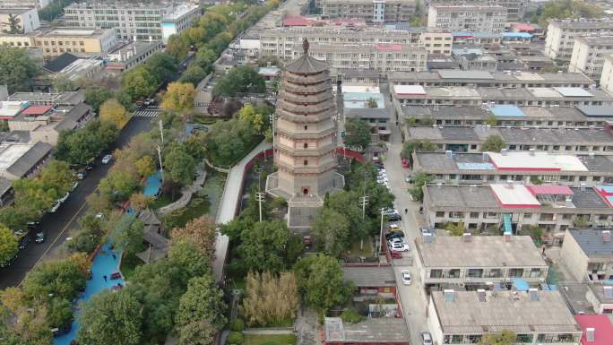 石家庄正定古城天宁寺凌霄塔航拍