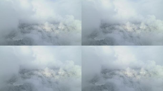 雪山雾凇雪原瓦屋山航拍