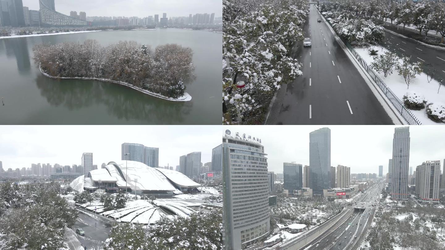 合肥天鹅湖初雪