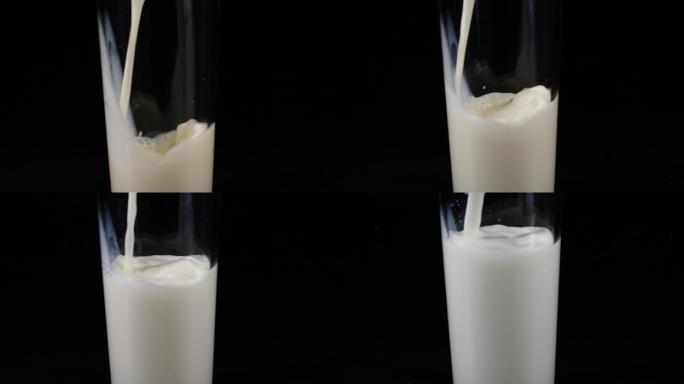 倒牛奶的慢动作倒入乳白色视频素材