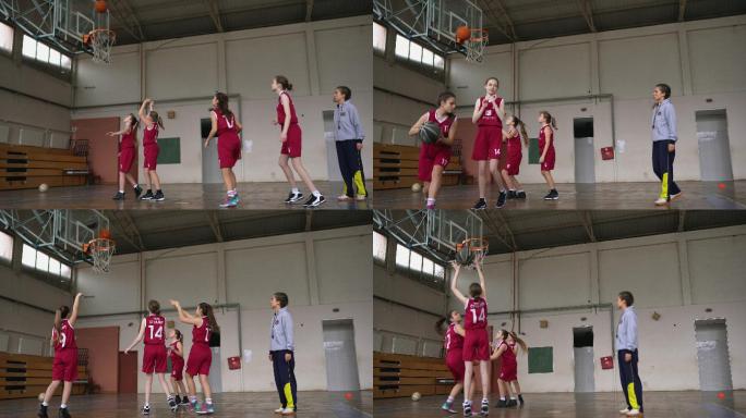 篮球训练课的低角度拍摄