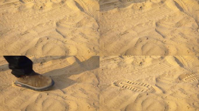 沙地行走的脚步丨4K丨原创实拍