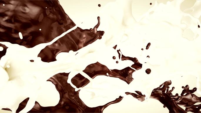 棕色巧克力和白色牛奶飞溅