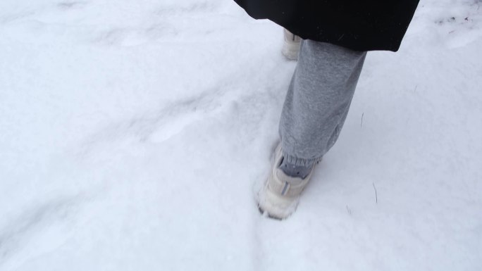 雪地里行走的脚步