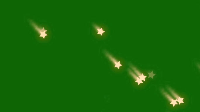 绿色屏幕上的流星绿幕绿屏五角星星星掉落