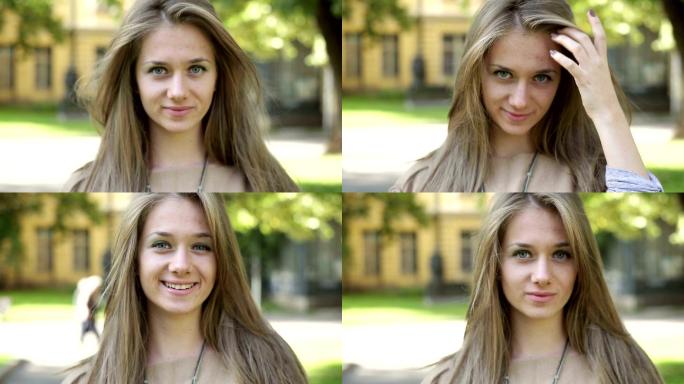 少女看镜头时微笑笑容笑脸各行各业外国人