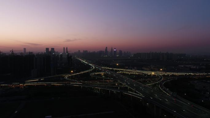 悟2x5s航拍杭州繁忙交通与城市天际线