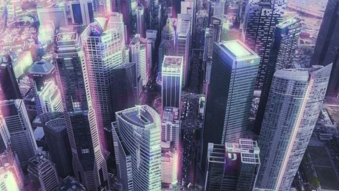 城市鸟瞰图科技感高楼大厦未来感