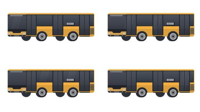 公共汽车运输乘客的车辆的动画