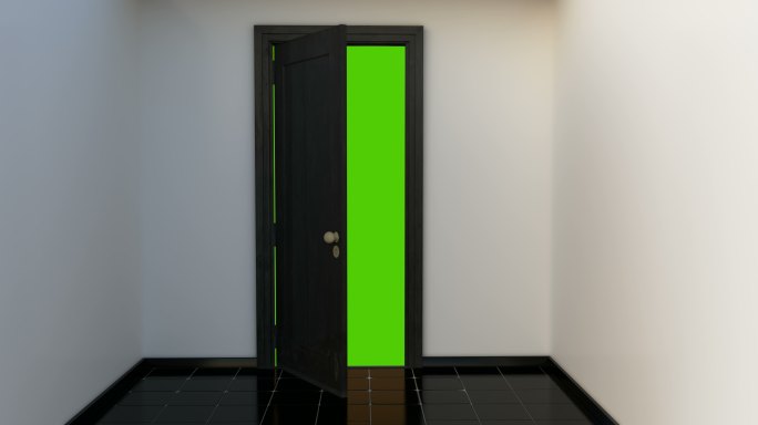 开门的绿屏抠像素材