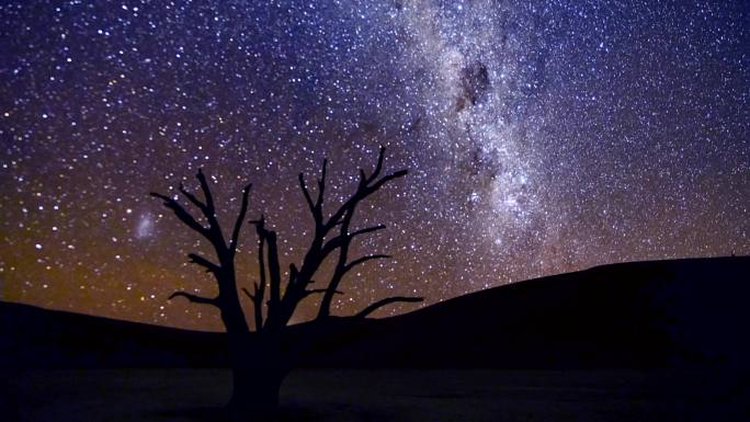 沙漠银河星空延时摄影