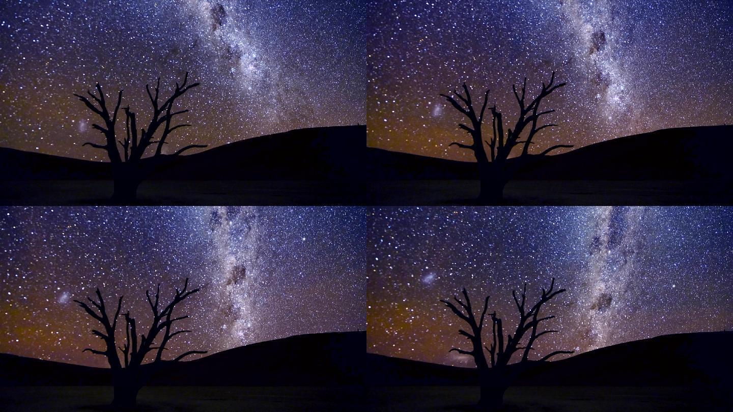 沙漠银河星空延时摄影