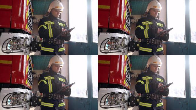 消防员检查数据视频素材