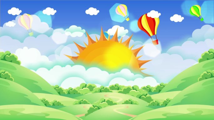 明亮多彩的热气球动画