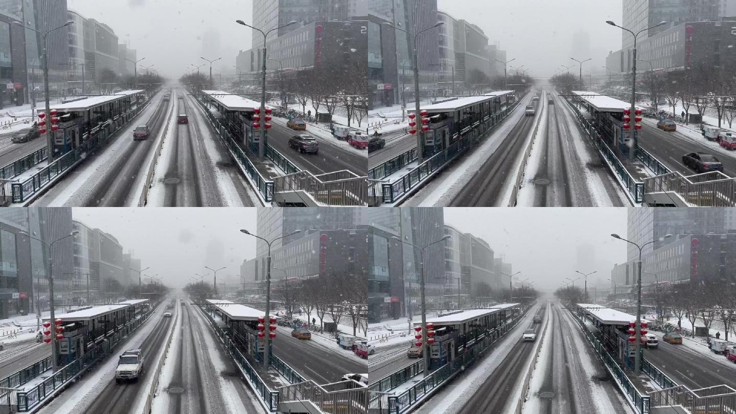 春节气息雪天归家