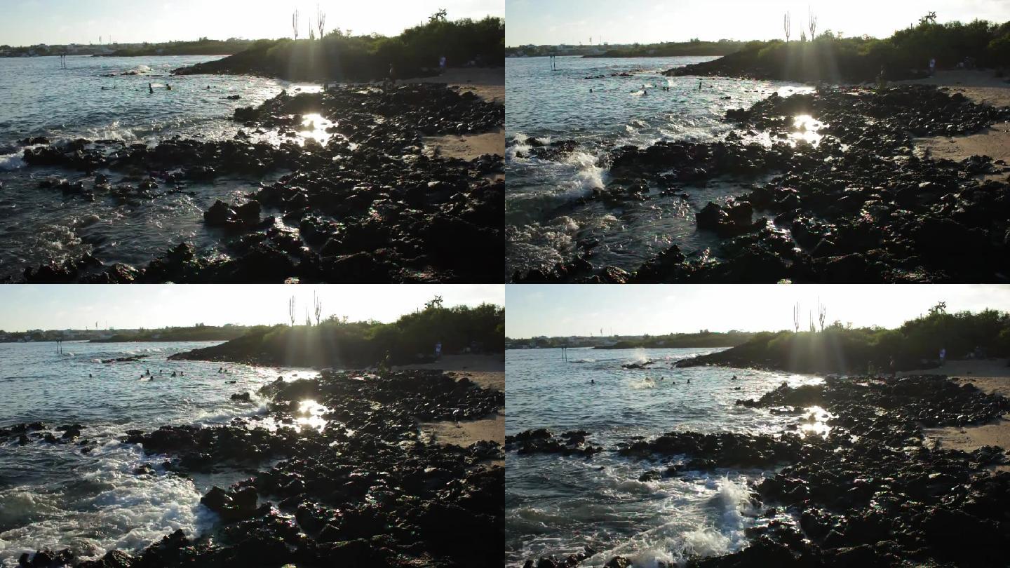 加拉帕戈斯的岩石海滩