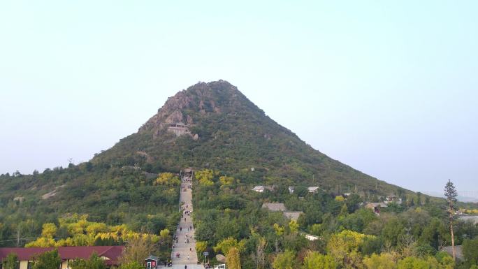 航拍山东济南华山旅游风景区