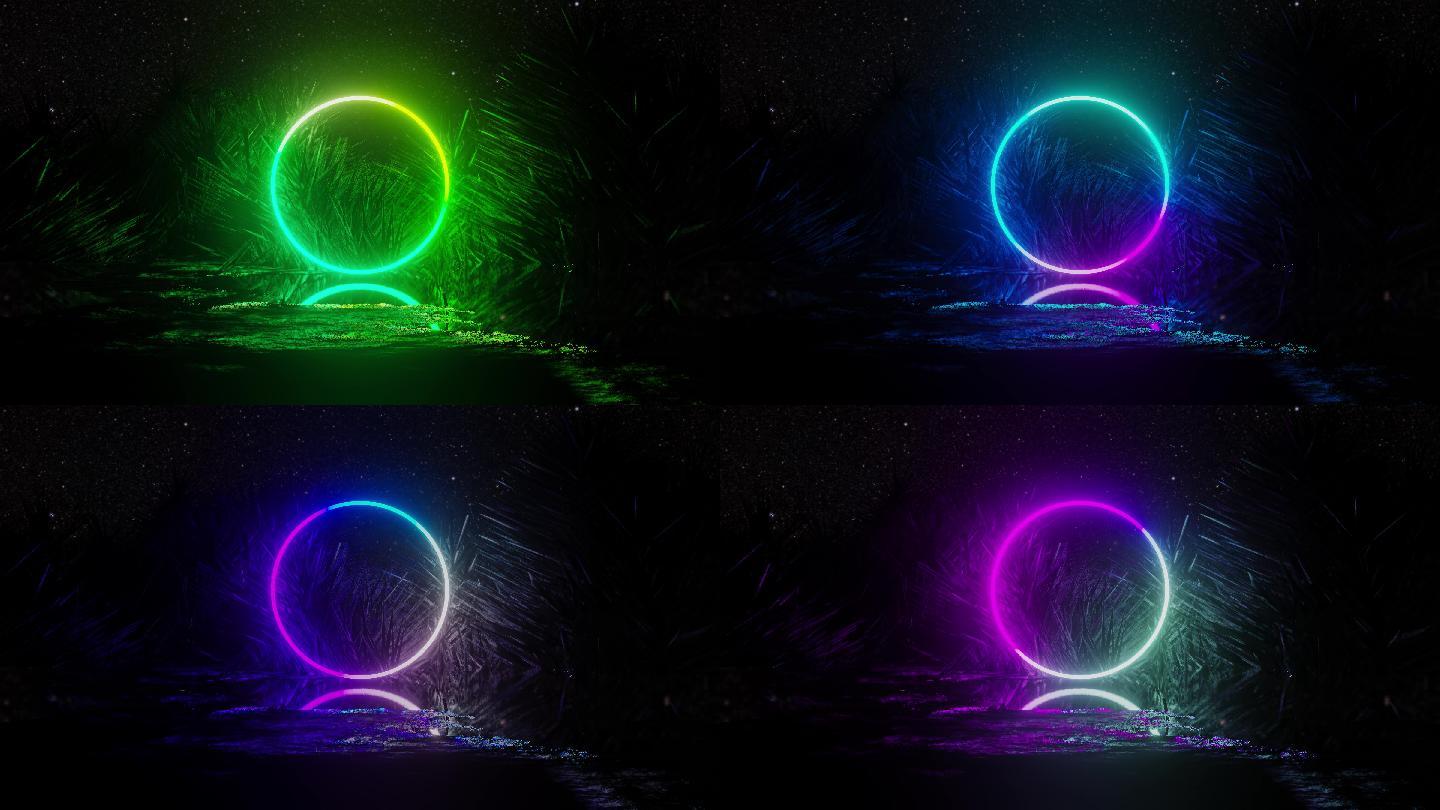 3D霓虹圈的抽象动画