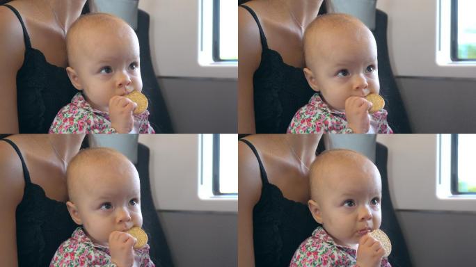 吃饼干的婴儿火车高铁动车