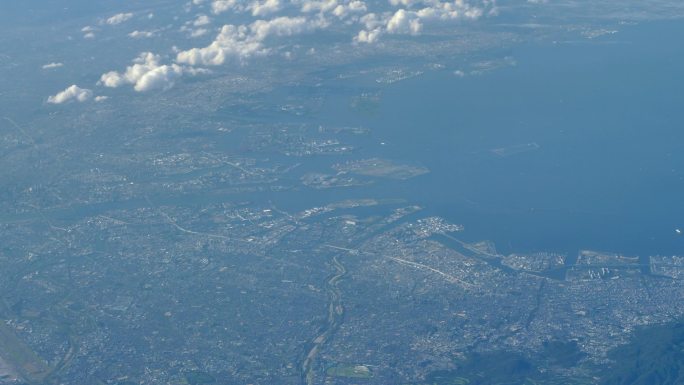 大阪市景观航拍大景全貌高空飞机视角