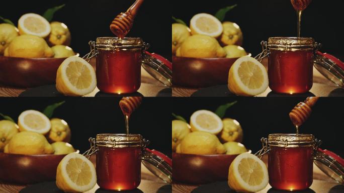 蜂蜜柠檬姜蜂蜜勺素食柠檬水果