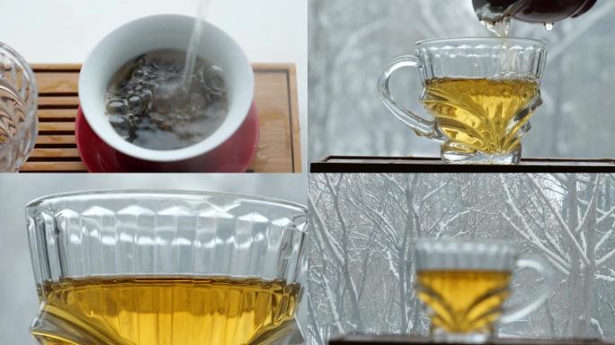 冬季下雪天喝金骏眉红茶