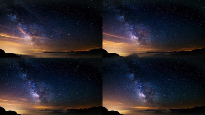 在阿尔卑斯山高空拍摄到了银河系和繁星满天