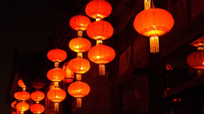中国风 古风夜景 红灯笼