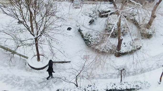 生活小区雪景 北京地标