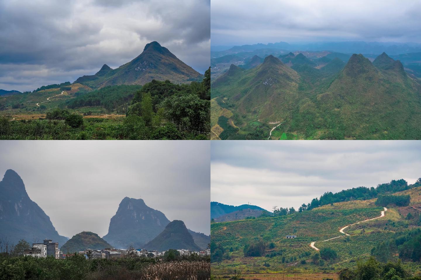 喀斯特地貌延时风景城镇十万山河池广西航拍