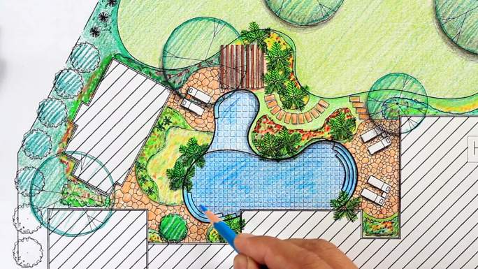 景观设计师设计别墅后院平面图