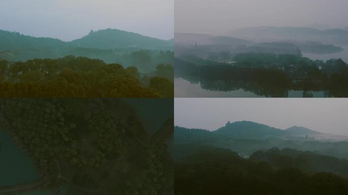 武汉东湖磨山樱花园晨雾 水墨东湖