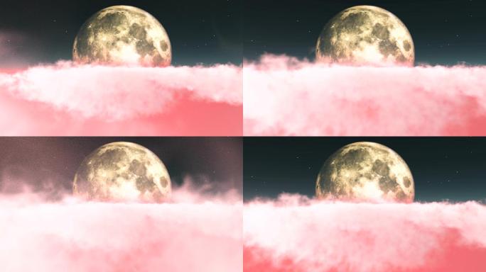 穿过云层飞向月球三维模型星球星体3d动画
