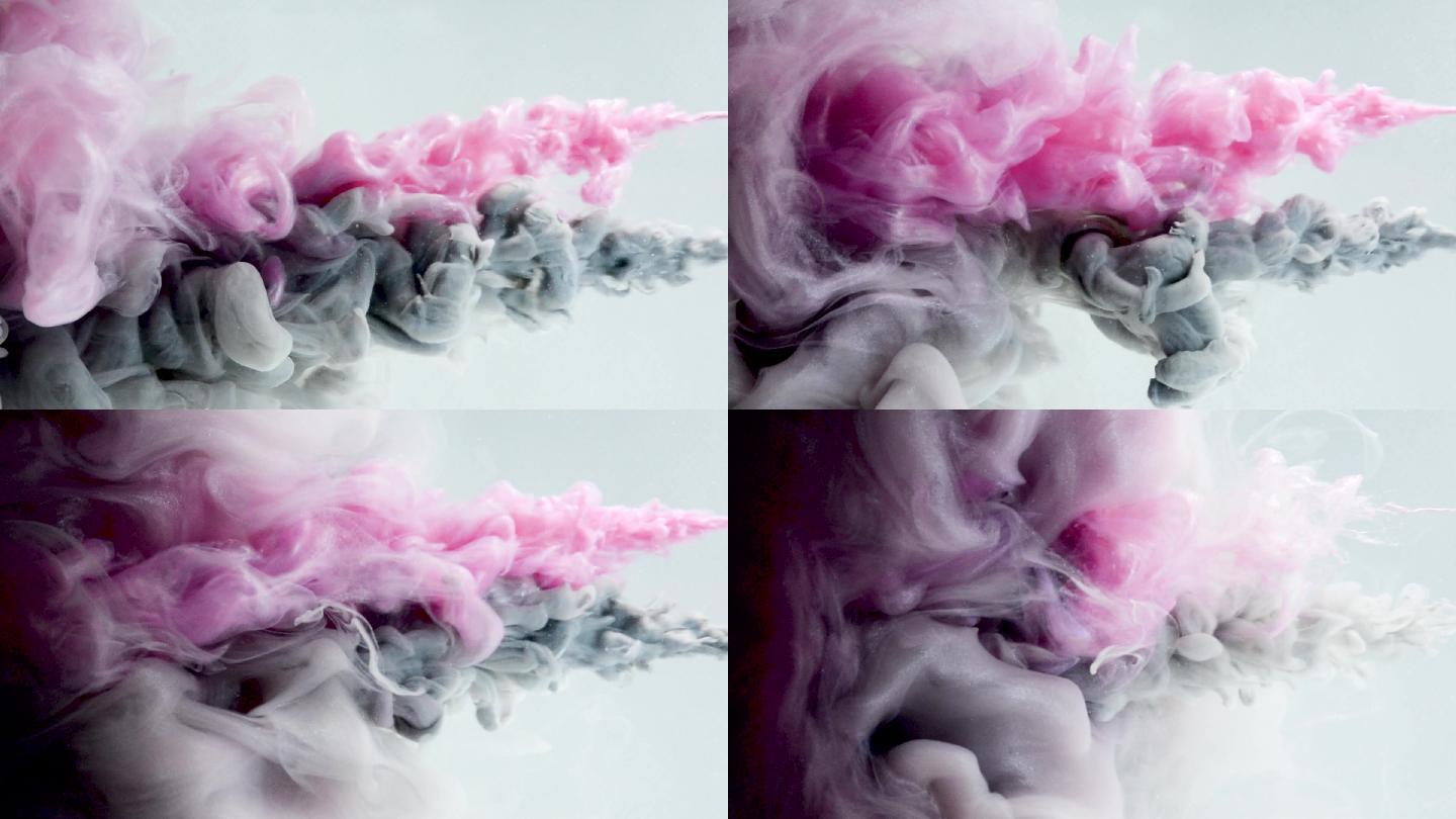 墨水在水里烟雾粉尘漂浮物粒子空气微尘