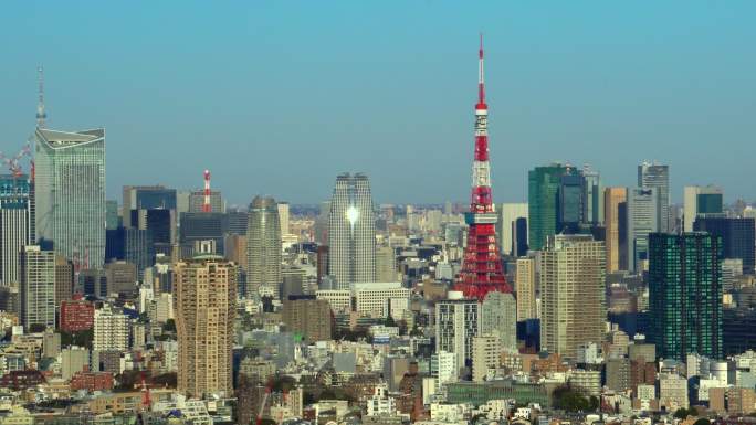 东京城市景观观察点散焦城市街道