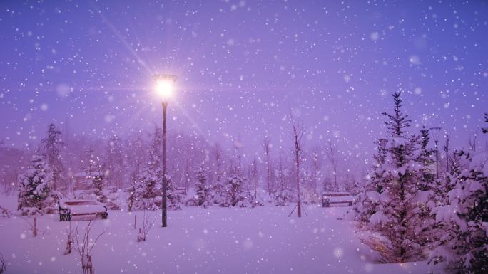 冬季景观场景背景雪花飘雪雪景